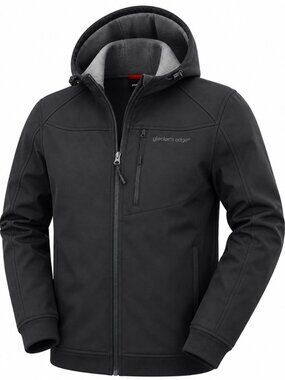 Glacier’s Edge Men’s Black Softshell Jacket Hooded Zip Outdoor Medium